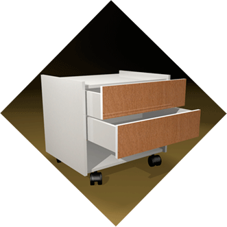 Criado-mudo com rod&iacute;zios.